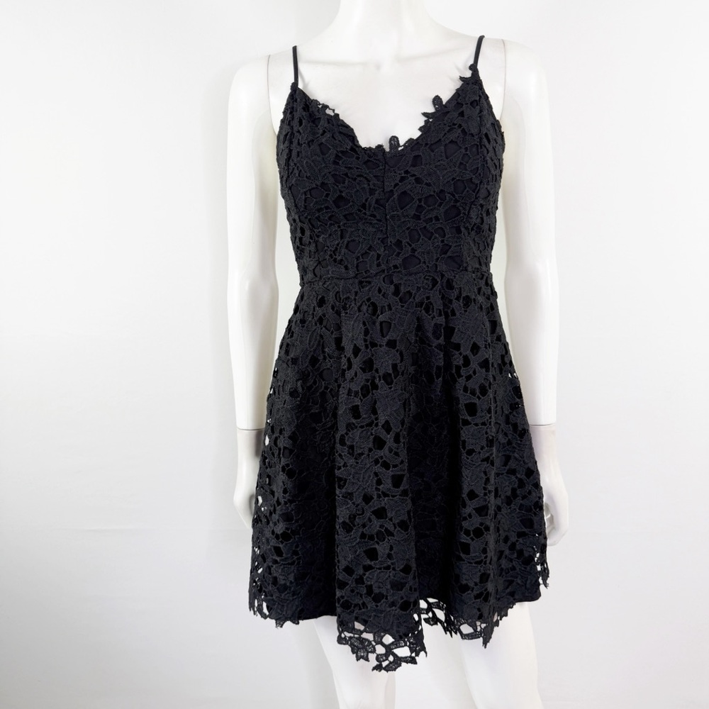 ASTR Black Floral Lace Mini Dress